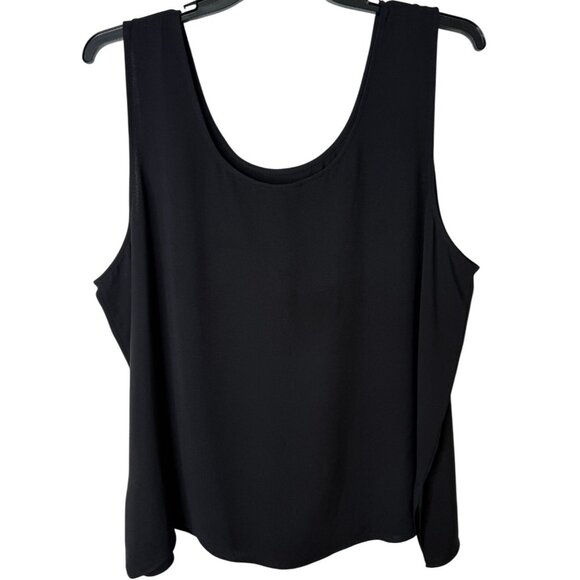 Harari Womens Black Sleeveless Silk Tank Top 2X Scoop Neck Elegant Witchy Office - Picture 1 of 6
